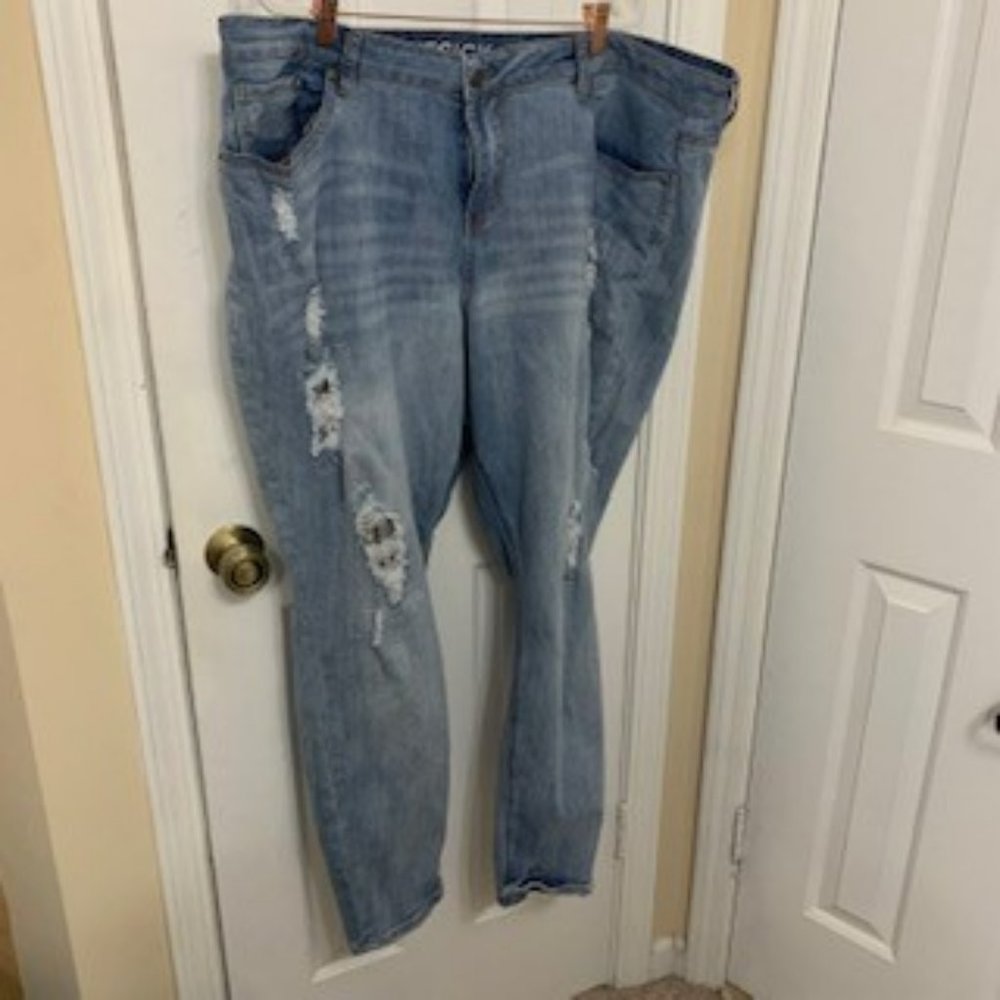 LoveSick Sequin Distressed BoyFriend Jeans sz 24